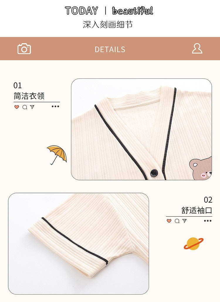 Japan Kimono Cartoon Couples Sleepwear Cotton Mens Women Summer Short Pajamas Set Loungewear for Young Girl Boy Home Clothes