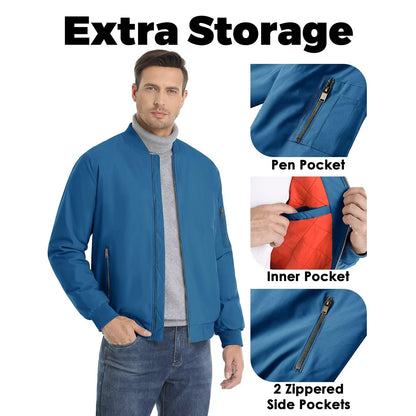 MAGCOMSEN Men's Aviator Jackets Thick Warm Orange Lining Bomber Jackets Fall Winter Casual Windproof Coats