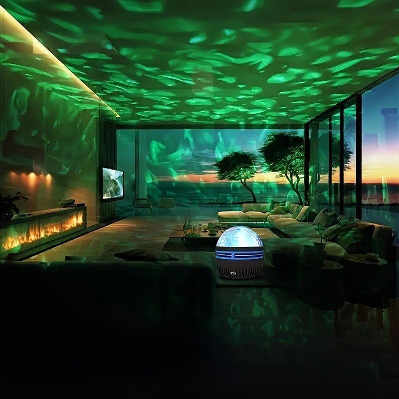 1pc Vibrant Water Ripple LED Projection Light,Remote Control,USB-Powered,RGB Atmosphere Projector for Bedroom,Home Theater Decor