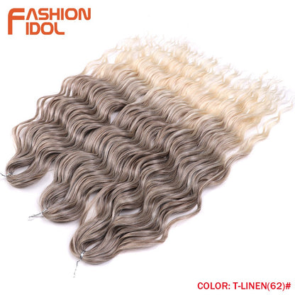 FASHION IDOL Cabelo de Crochê Torção Laranja Extensões de Cabelo Trançado de Onda Profunda Sintética Cabelo Onda de Água 24 Polegadas Fibra Resistente ao Calor