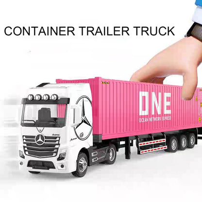 1:50 Modelos de Caminhões Pesados de Liga Leve Veículos de Contêiner Brinquedos Carro de Transporte em Miniatura com Luz e Música Pneus de Borracha Presentes para Crianças