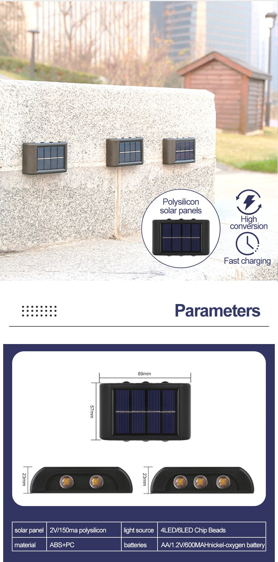 Solar Up And Down Double-headed High Brightness Wall Lights Garden Lights Door Sign Wall Lights Outdoor Waterproof Wall Washer