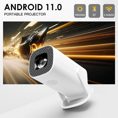 HONGTOP Projetor Android 11 720P Smart Mini Portátil com WiFi6 Bluetooth Home Theater Projetor Portátil Externo