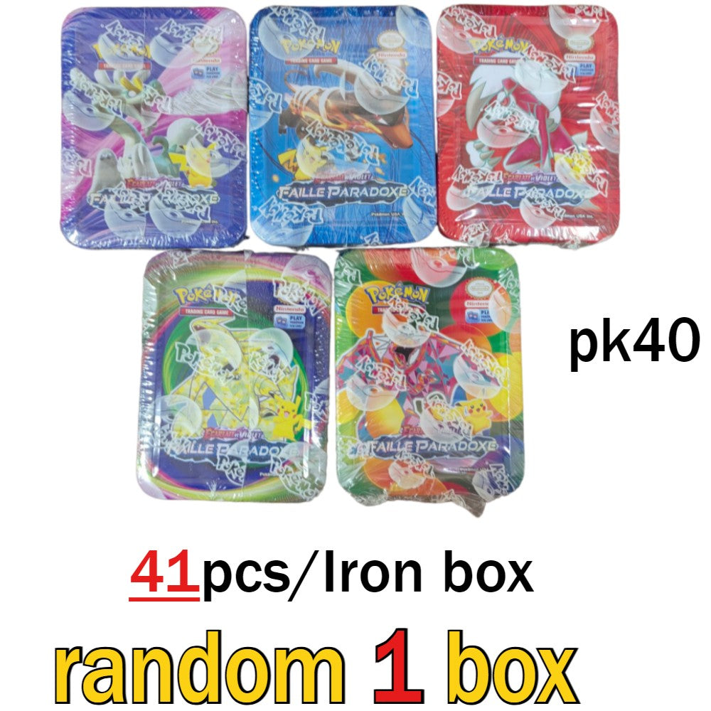 Hot 41/42/48/68/118/210 Caixa de Ferro Pok é mon Pikachu Trading Game Card PTCG Mewtwo Sylveen Série de Brinquedos Anime Battle Card