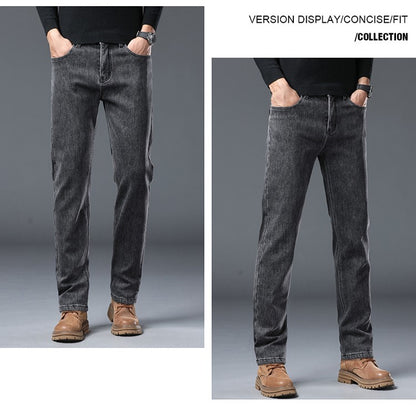 Winter Warm Jeans Men's Slim Straight Elastic Denim Pants Casual Male Clothing Fashion Plush Trousers New Hot Sale Fashion Jeans