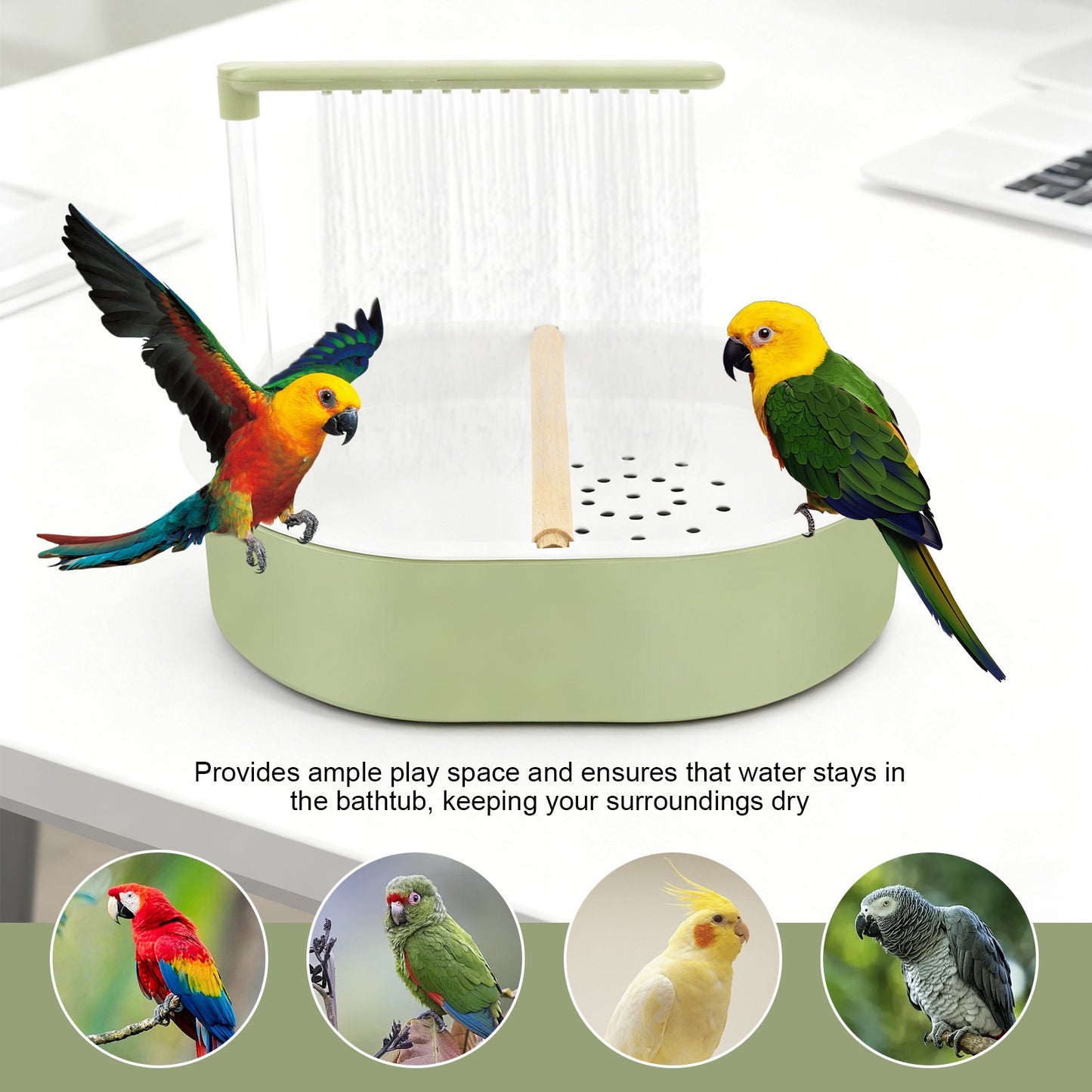 Parrot Automatic Shower Pet Bird Bath Cage Basin USB Elétrico Circulando Água Banheira para Pássaros Brinquedo Calopsita Agapornis