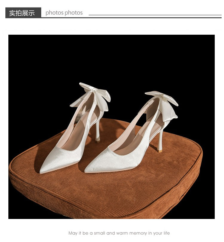 Wedding Heels Women Luxury Brand Design String Bead Pearls High Heels Ladies Sexy Elegant Pointed Toe White Black Pumps2025