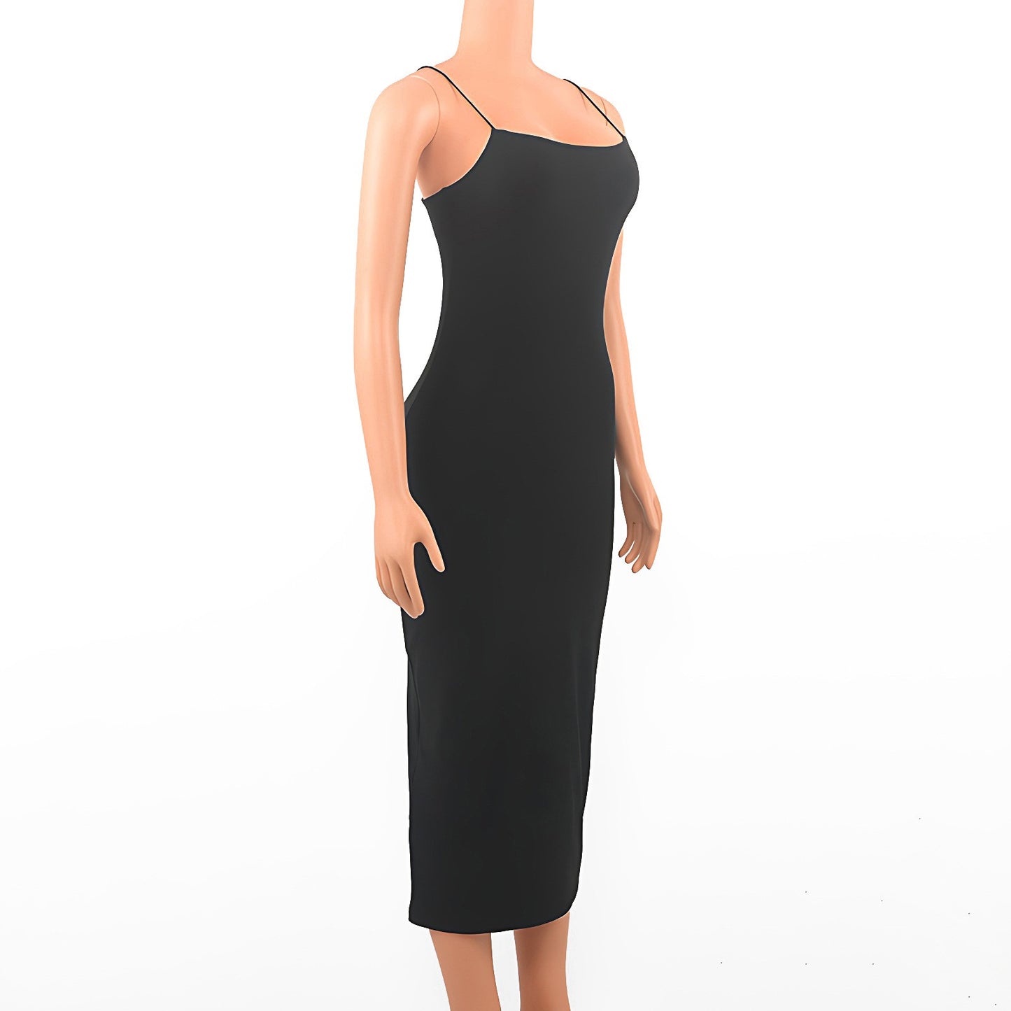 Summer Black Sexy Dress Women Streetwear Sleeveless Backless Solid Spaghetti Str