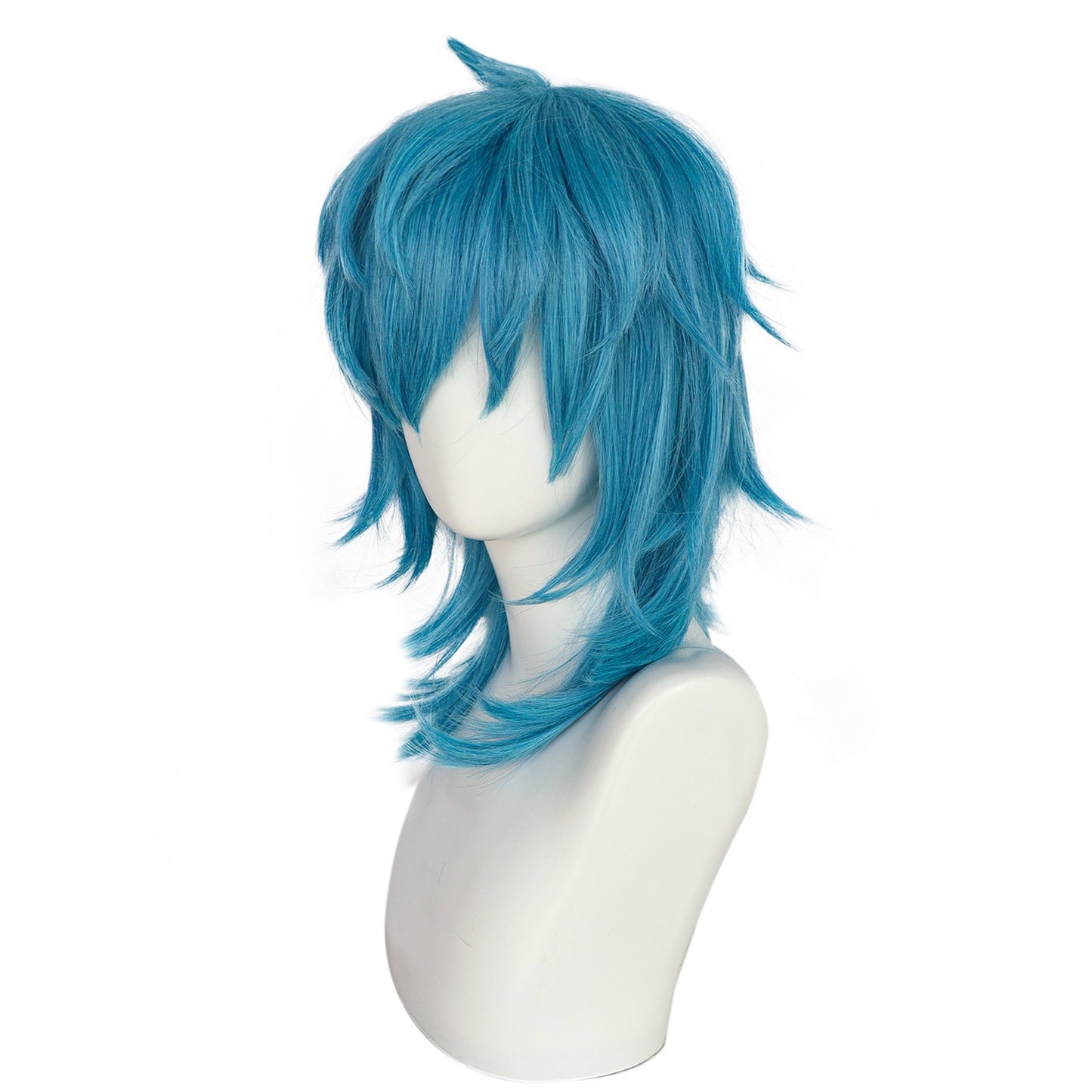 Synthetic Medium Length Straight Blue Sally Face Cosplay wig for Halloween Carnival Comic Exhibition