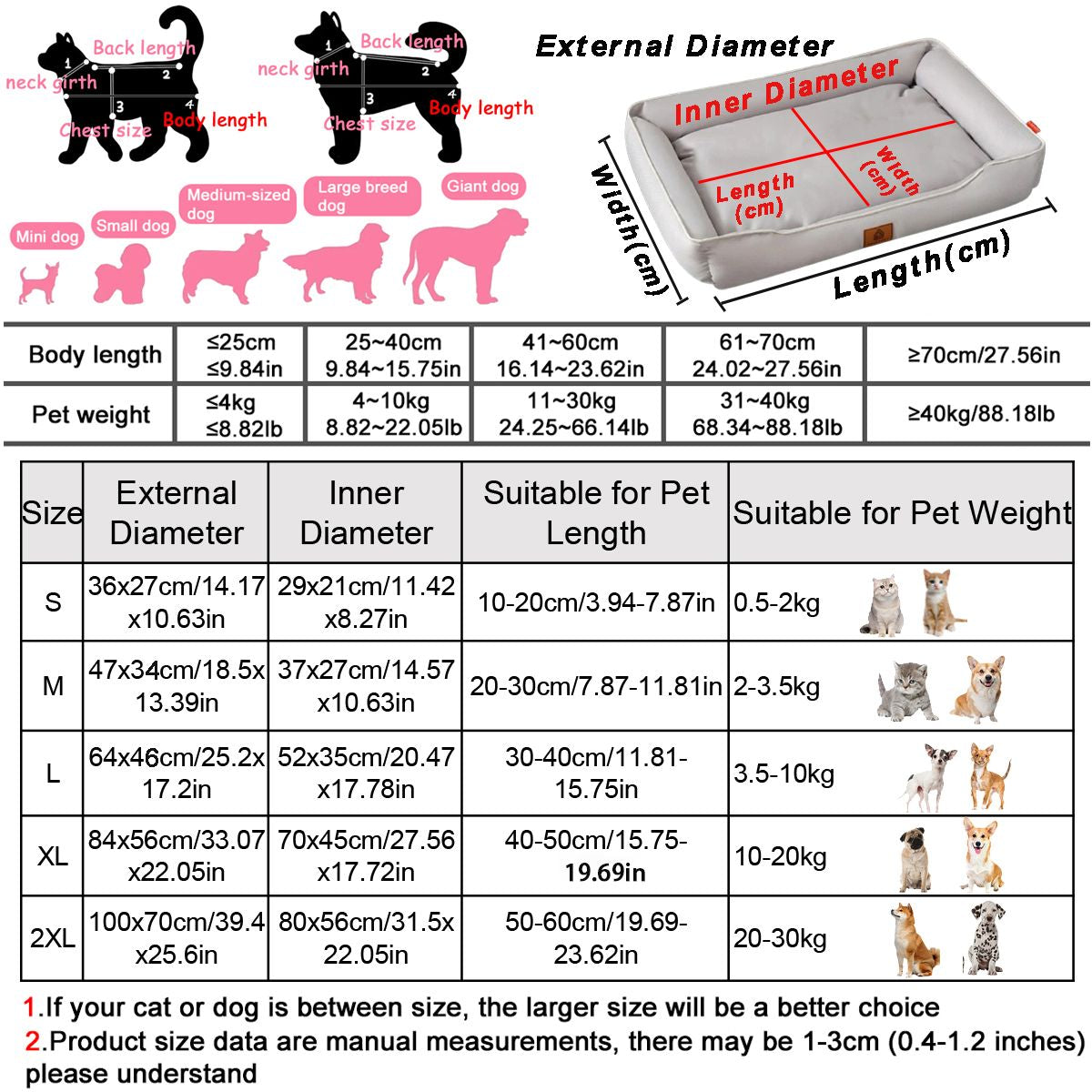 Cama de Cachorro Quadrada Quatro Estações para Colchão de Cachorro Grande, Cama para Gato Resistente à Mordida, Cama de Cachorro Macia e Espessada, Sofá Impermeável Casa para Pets