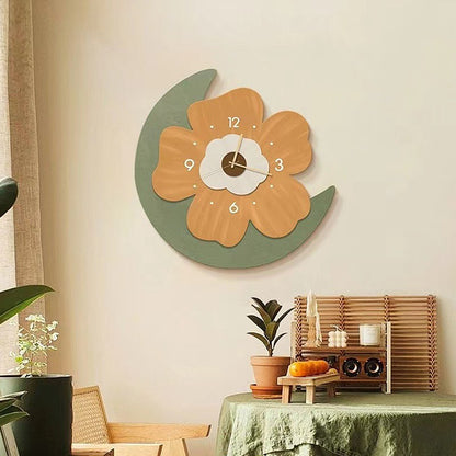 Simple Flower Wall Clock Flower Shape Slient Decor Birthday Living Creative Room Home Clock Gifts