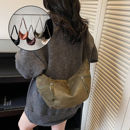 Imitation Suede Bag, New Crossbody Bag, Women's Bag, High-End Feel, Shoulder Bag, Large Capacity Commuting Dumpling Bag