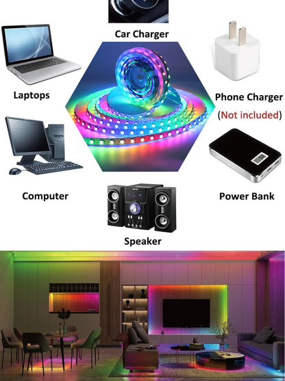 WS2812B LED Strip 5V 12V USB Bluetooth Music Controller Kit  Individually Addressable  RGB LED Strip 30/60/74/96/144Leds/m DC5V