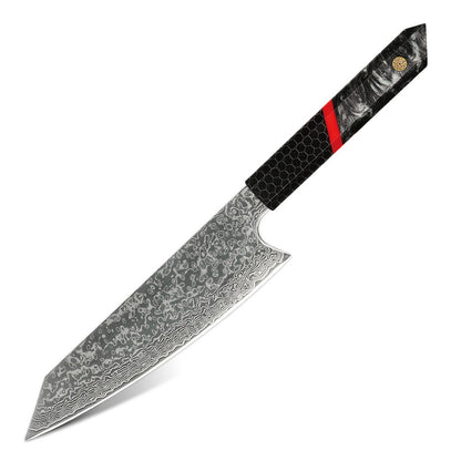 Professional Japanese Kitchen kiritsuke Knife 67-layer Damascus Steel Custom 8 inch Chef Knife with multicolour Resin Handle