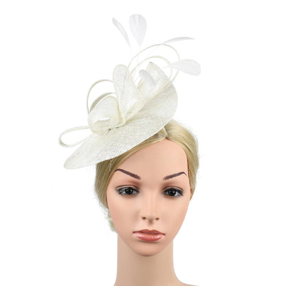 Chapéu Fascinator Feminino Pillbox Kentucky com Pena Derby Sinamay Fascinator Tiara Chapéu Fascinator para Chá para Coquetel