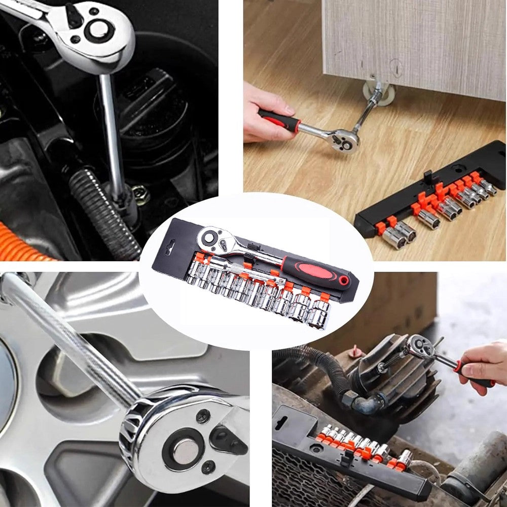 Ferramentas Manuais Combinadas, Conjunto Completo de Ferramentas para Reparação Automotiva, Suporte de Soquete para Chave Catraca Rápida para Modificação de Motocicletas
