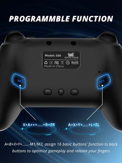 DATA FROG Wireless Controller For Switch OLED/Lite Console Pro Gamepad with 1000Mah Battery Programmable Turbo Function