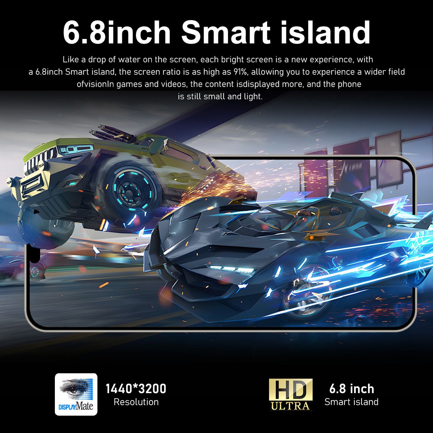 2026 Novo i16 Pro Max 6.8 polegadas HD 4K Android 14 16GB+1TB Bateria 6800mAh 4G 5G Dual SIM WiFi GPS Hot