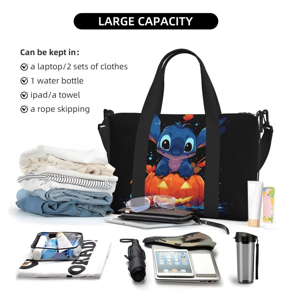 Custom Large SLilo And Stitch Cartoon Tote Bag Women Anime Shopping Shoulder Beach Gym Travel Bag