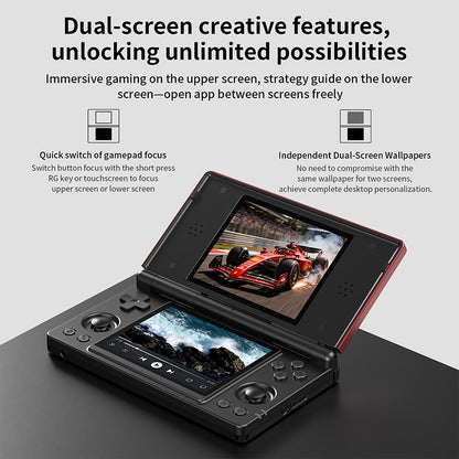 2026 Hot Sale Anbernic RG DS Handheld Game Console 4" IPS Dual Screen Android 4000mAh Flip Video Games Player