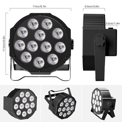 U'King 8PCS Battery LED Par Light RGBW Stage Flat Strobe Light Par Light Effect DJ Disco Party Holiday Bar Wedding Birthday