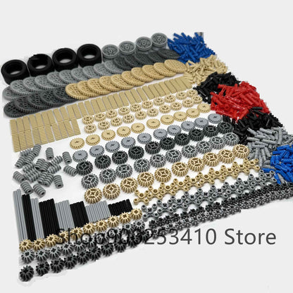 Blocos de Montar de Plástico de Alta Tecnologia, Pneus de Carro, Engrenagens, Eixos Transversais, Vigas, Peças DIY, Conjunto de Tecnologia MOC a Granel, Brinquedos