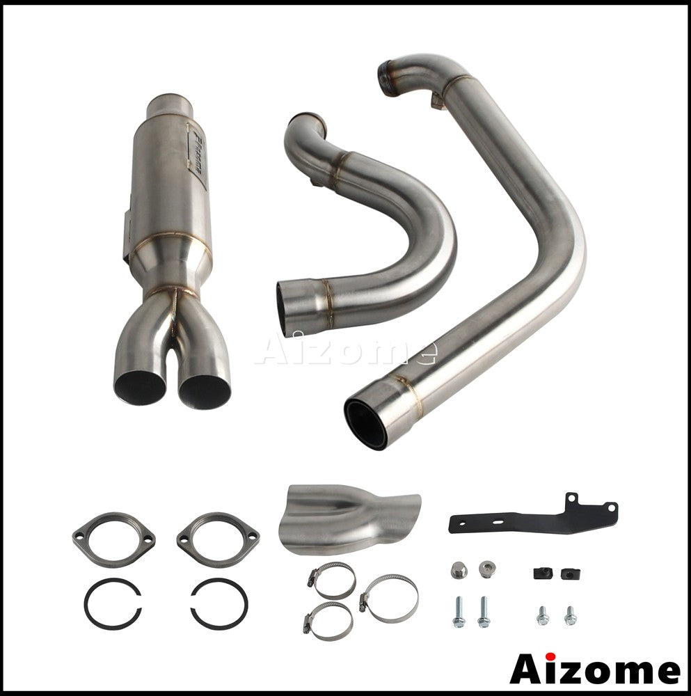 Motorcycle Racing 2-in-1 Exhaust Muffler 2.2" TIG Welded For Harley Dyna Fat Bob Street Bob Low Rider Super Wide Glide 2006-2017