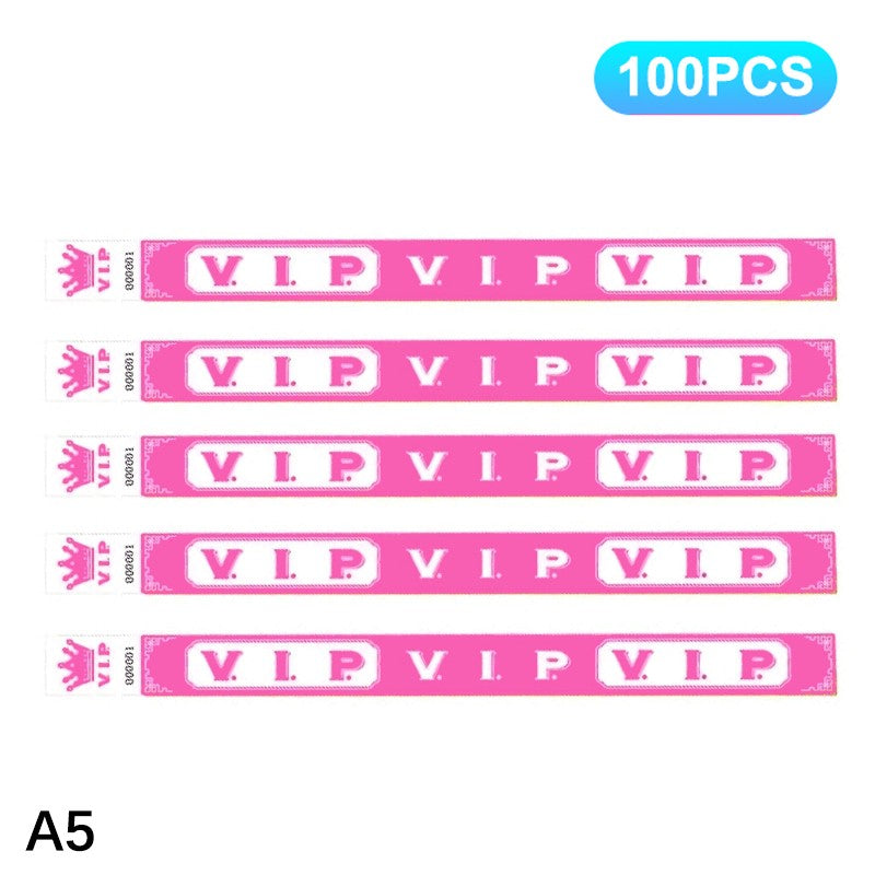 100pcs VIP Neon Paper Bracelets Fluorescent Waterproof Disposable Bracelets Tamper-Proof For Parties, Music Festivals & Events