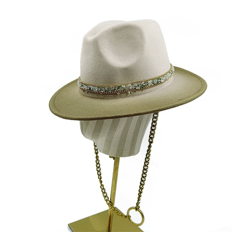 Chapéu de Palha Corrente Punk 2023 Novo Chapéu de Sol Acessórios Corrente Dourada Jazz Hip Hop Chapéu de Verão Estilo Punk Chapéu de Praia Chapéu de Igreja