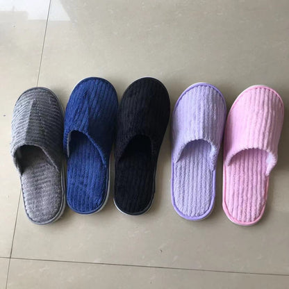 5 Pairs/Lot Mix Colors Men Women Disposable Hotel Slippers Cotton Slides Home Travel SPA Slipper Hospitality Cheap Footwear