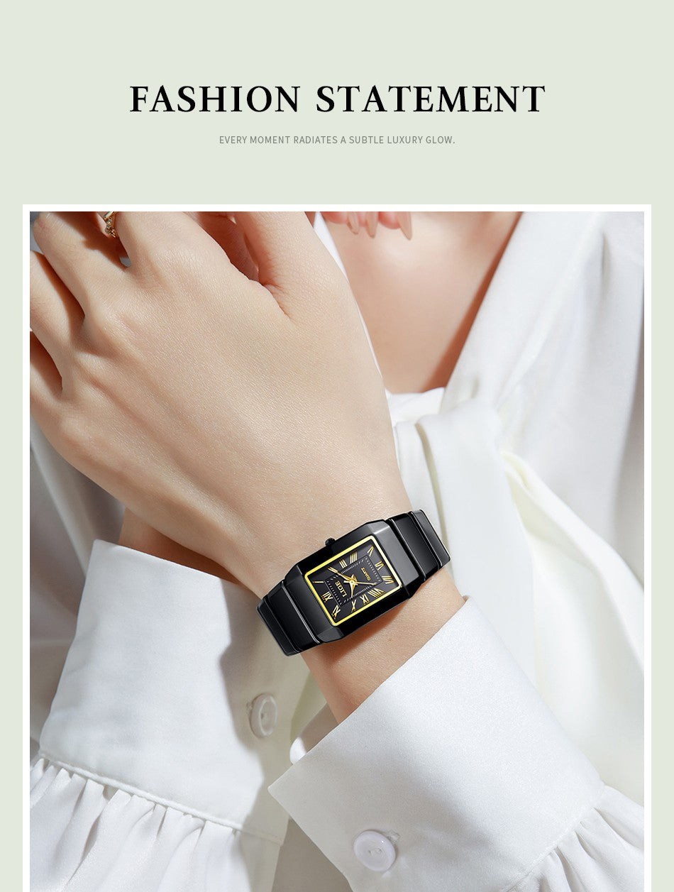 LIGE New Black Watch Women Fashion Creative Square Stainless Steel Ladies Waterproof Watches Elegant Bracelet Quartz Wristwatch
