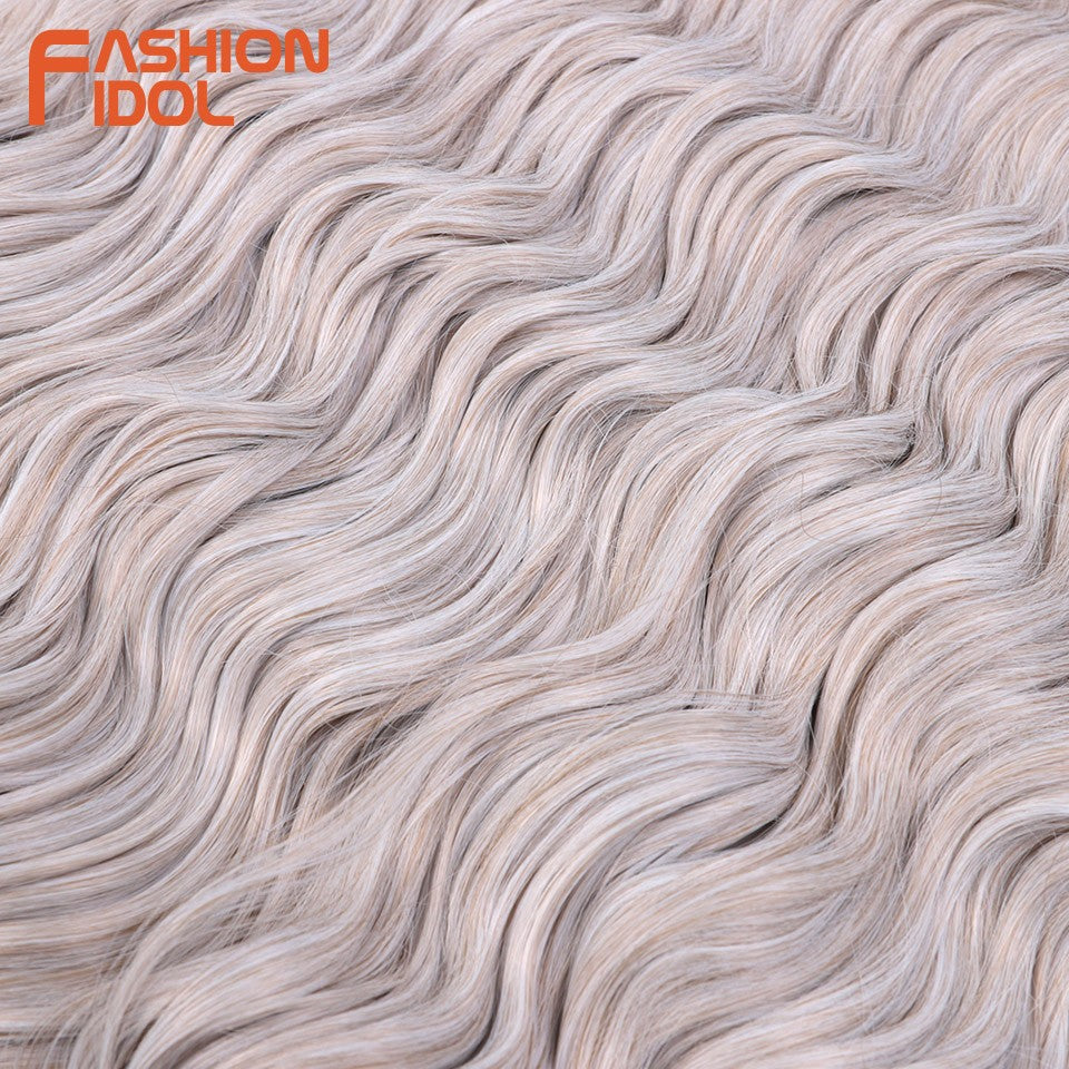 FASHION IDOL Cabelo de Crochê Torção Laranja Extensões de Cabelo Trançado de Onda Profunda Sintética Cabelo Onda de Água 24 Polegadas Fibra Resistente ao Calor
