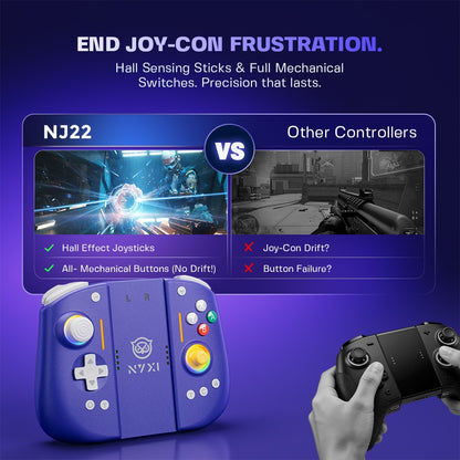 NYXI Hyperion 3 Purple Edition, Magnetic Modular Joypad for Switch 2, Hall Effect No Drift, Full Mechanical Buttons, 9-Axis Gyro, Pro & Handheld Mode