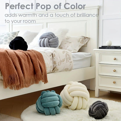 Woven Knotted Ball Pillow Gaming Chair Back Stuffed Cushion Cute Plush Throw Pillow Sofa Decorative Cushion Home Accessories