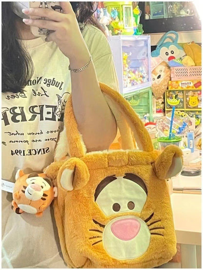 Disney Winnie Bear Turn Into Tigger Plush Handbag Cartoon Reversible Lotso Change To Alien Plush Doll Bag Xmas Women Girls Gift