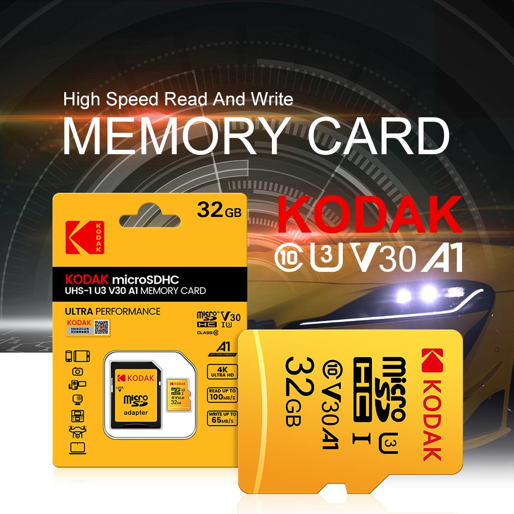 Cartão de Memória KODAK Original 256GB 128GB U3 4K Micro SD Card 64GB 32GB A1 SDHC Microsd UHS-I C10 TF Trans Flash Microsd
