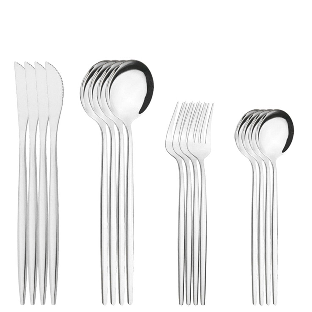 Conjunto de 16 talheres de aço inoxidável Verde Menta, facas, garfos, colheres de sobremesa para casa, jogo de talheres para cozinha
