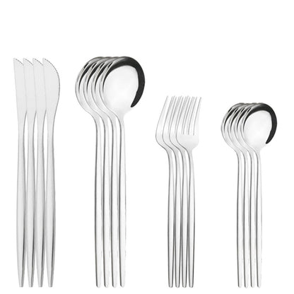 Conjunto de 16 talheres de aço inoxidável Verde Menta, facas, garfos, colheres de sobremesa para casa, jogo de talheres para cozinha