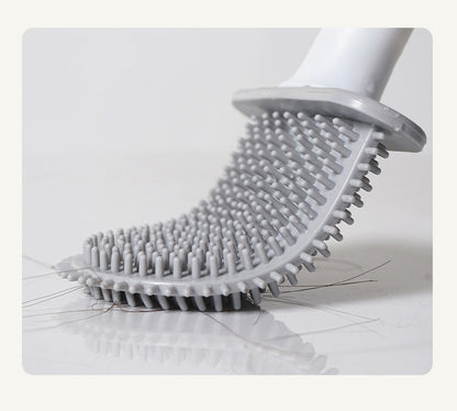 Escova Sanitária de Silicone Flexível com Base à Prova de Vazamento de Água e Gancho, Escova Sanitária Montada na Parede, Limpador Doméstico para Banheiro