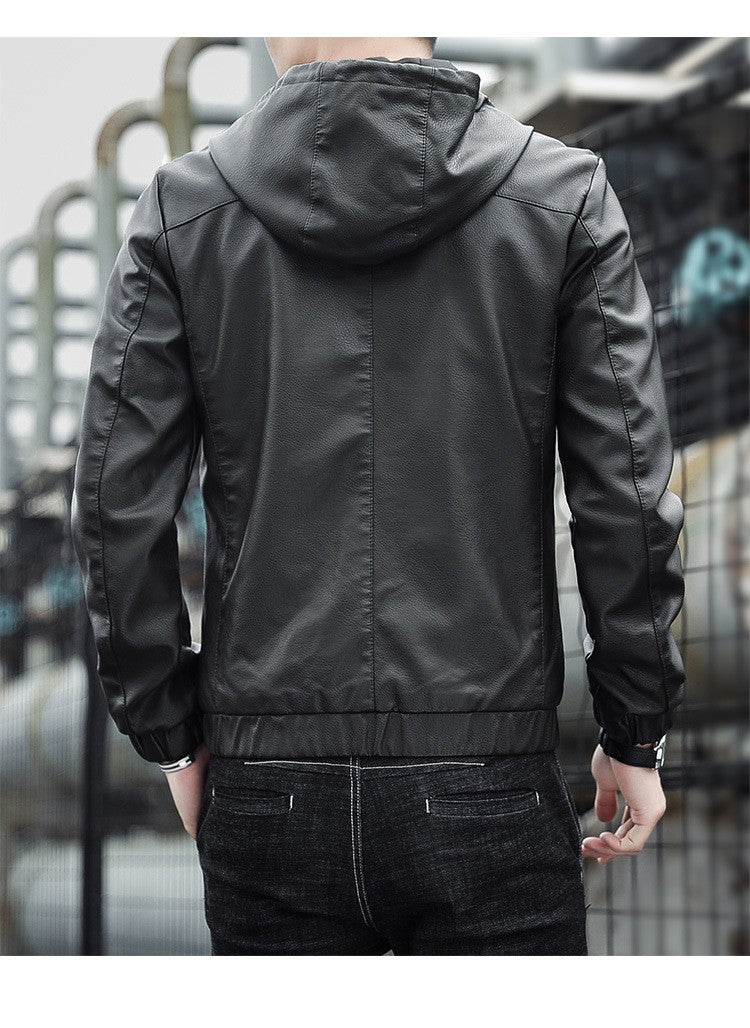 Fashion Men's New Hoodie Leather Jackets Autumn Casual Clothing Jacket Biker Motorcycle Slim Leisure Coats Windproof Warm 4Xl