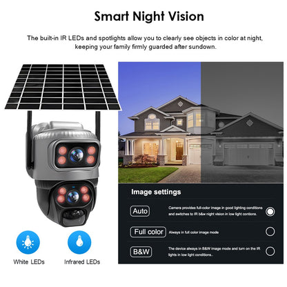 Câmera V380 Lente Dupla 4G Solar PIR Detecção Humana Visão Noturna À Prova D'Água Segurança Vídeo IP Câmera 8MP 4K Bateria Monitor CFTV