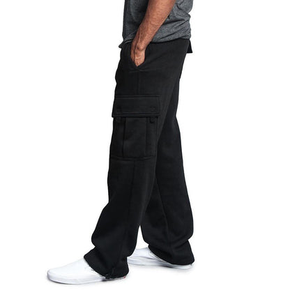 Calça Moletom Masculina Reta, Jogger para Esportes e Moda Urbana, Larga, Grande, com Cordão, Calça Longa Masculina com Múltiplos Bolsos