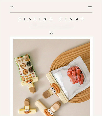 Prendedores de Saco de Lanche de Desenho Animado, Clipes Seladores de Alimentos Multifuncionais para Armazenamento à Prova de Umidade - Clipes Seladores de Saco de Alimentos de Plástico