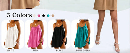 Fisoew Women Summer Sleeveless Mini Dress Tie Back Casual Loose Sexy Trendy Swimsuit Coverup