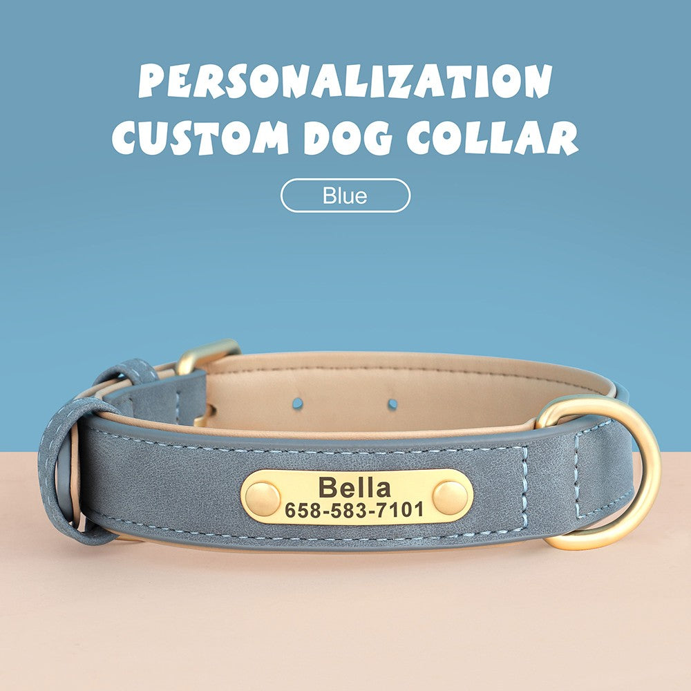Coleira de Cachorro Personalizada com Gravação Grátis em Couro PU para Cães Pequenos, Médios e Grandes