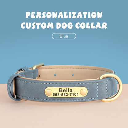 Coleira de Cachorro Personalizada com Gravação Grátis em Couro PU para Cães Pequenos, Médios e Grandes