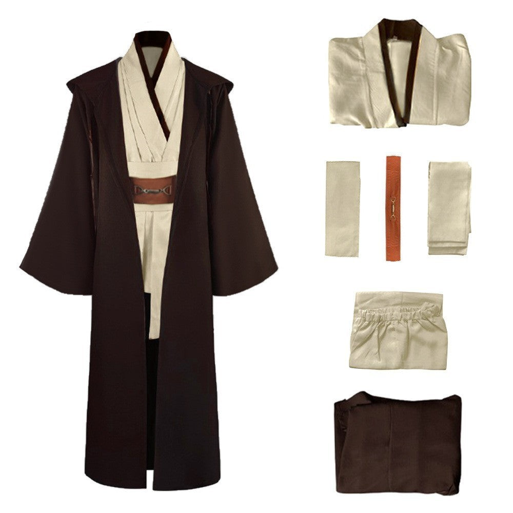 Halloween Jedi Cosplay Costume, Obi Wan Style Cosplay Robe, Retro Sci-Fi Stage Performance Costume