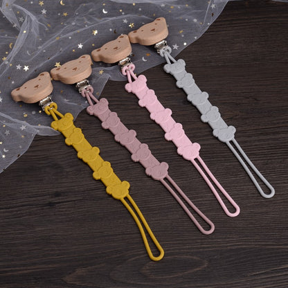 Cartoon Animal Wooden Baby Pacifier Clip Silicone Teether Nipple Holder Chain For Baby Dummy Anti-Drop Chain Oral Care Chew Toy