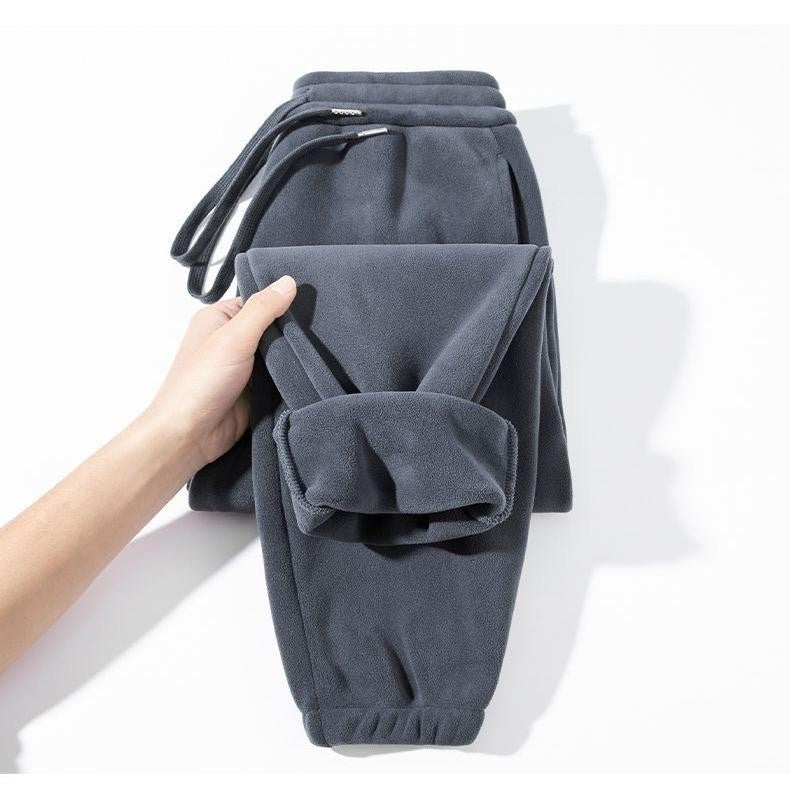 Calça Masculina Moletom Jogger Dupla Face, Mais Grossa, Folgada, Quente, Inverno, Estilo Jovem Casual, Cintura Elástica e Cor