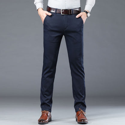 Calças Sociais Masculinas Finas para o Verão, Justas, de Algodão, Estilo Casual de Negócios, Cores Verde, Preto, Cáqui, Calças de Marca Masculinas Tamanhos 30-40